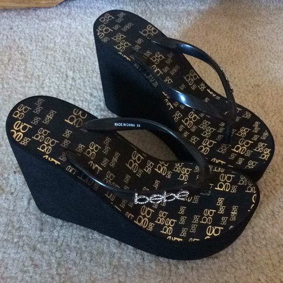 bebe high heel flip flops